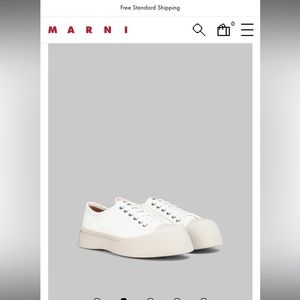 Marni WHITE NAPPA LEATHER PABLO LACE-UP SNEAKER